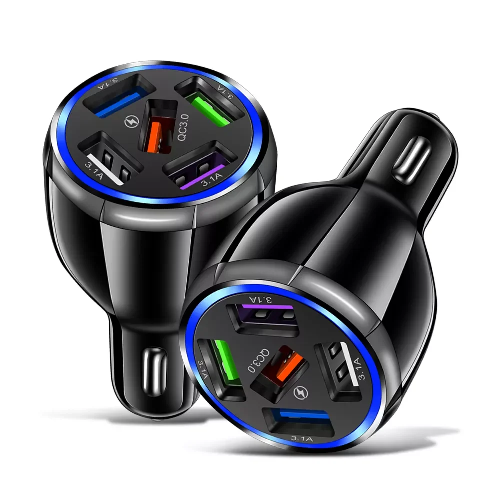 

Quick Charge 3.0 4.0 Car Charger For iPhone 12 pro max 5 Ports USB Chargers For Phone Fast Charging For Xiaomi mi 10 Car-Charger