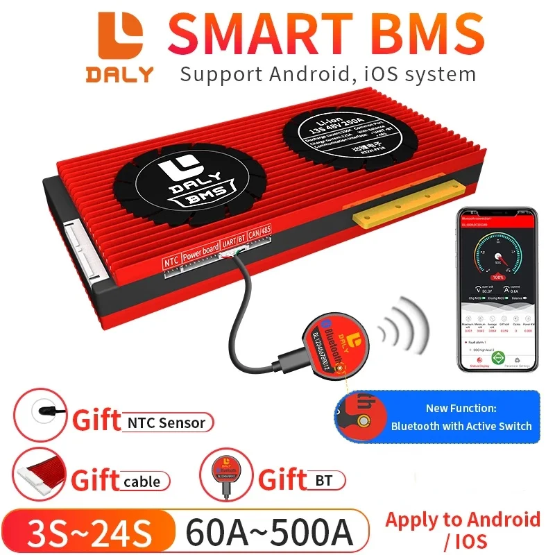 

Bluetooth APP BMS 3S 4S 6S 7S 8S 10S 13S 14S 12S 16S 20S 24S литиевая батарея, используемая для электромобиля/солнечной энергии/хранения/RV/фотогальванического обору...
