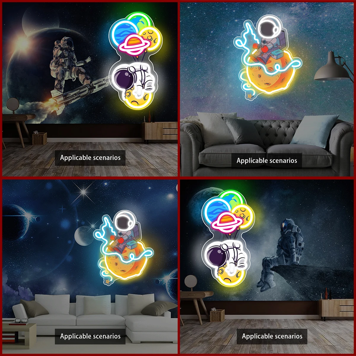 Астронавты дневные неоновые огни подходящие для музея науки и технологии