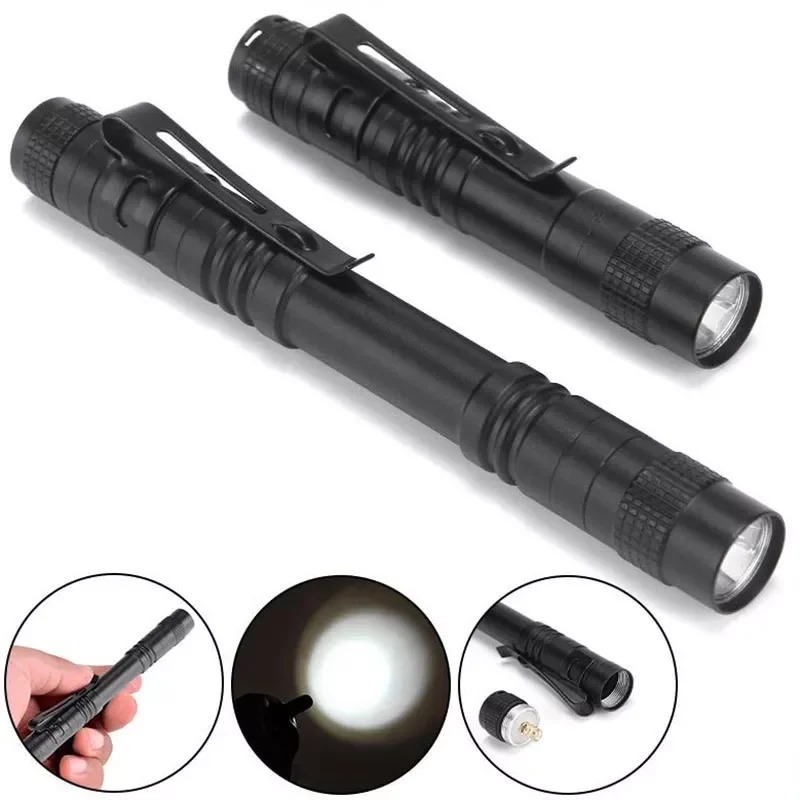 

Mini LED flashlight Penlight Q5 Torch flash Light torch pocket ultra bright small powerful AAA battery pen clip lamp lampe