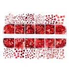 День Святого Валентина, голографические блестящие хлопья, шейкер, наполнители для слайма, любовь, сердца, блестки, ремесла, аксессуары для творчества