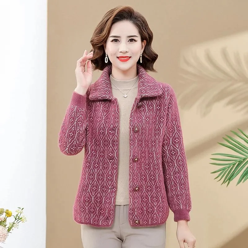 Осенне-зимний новый кардиган для матери шерстяное пальто Трендовое