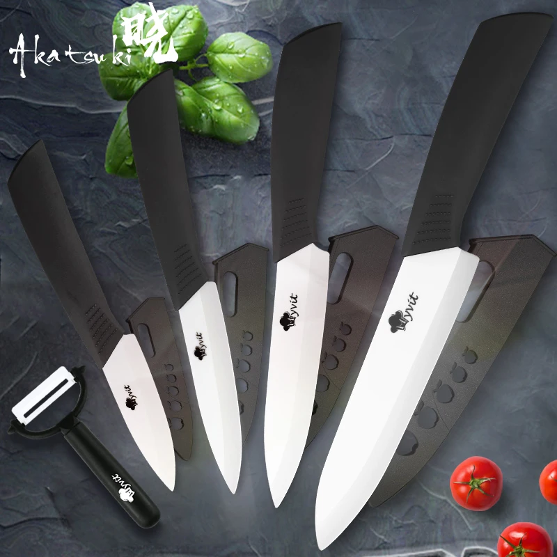 Ceramic Knives Set 3 4 5 6 inch Fruit Slicing Utility Chef Knife White Zirconia Blade Kitchen Knives with Vegetable Peeler