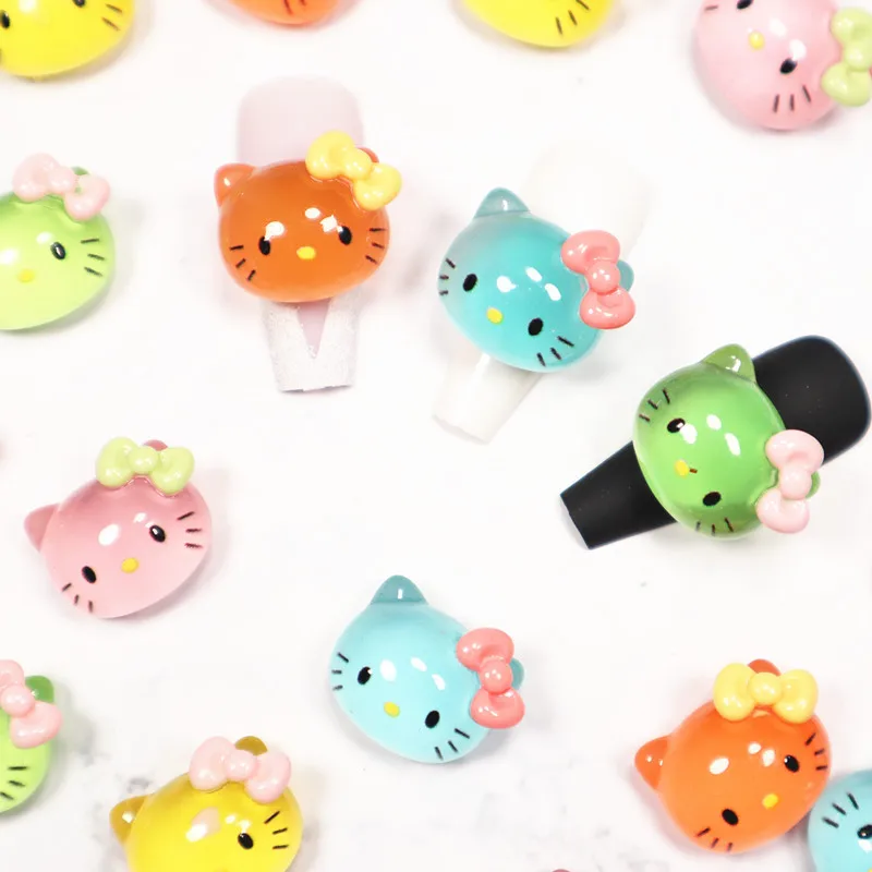 

Kawaii Sanrios Accessories Cartoon Cute Hello Kittys Cute Girl Heart Color Resin Nail Paste Diy Handmade Jewelry Gift for Girls