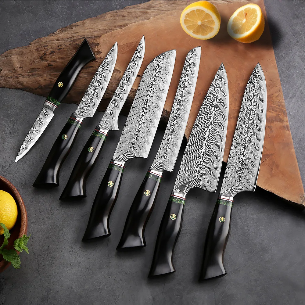 

Kitchen Knives Set Sharp Cleaver Gyutou Santoku Utility Bread Paring Boning Slicing Sashimi 67 Layers Damascus Steel Chef Knife