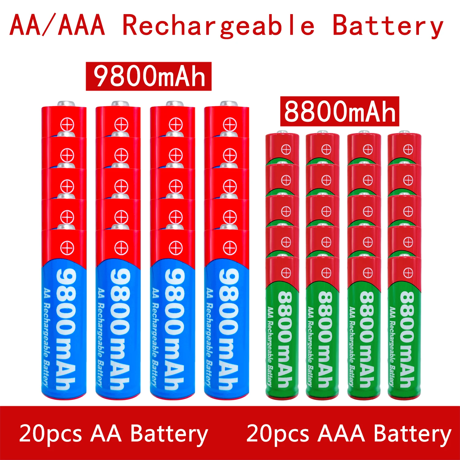 

AA + AAA Battery AA 1.5V 9800mAh 1.5V AAA 8800mAh Alkaline Rechargeable Battery Flashlight Toy MP3 Player Replace Ni-Mh Battery