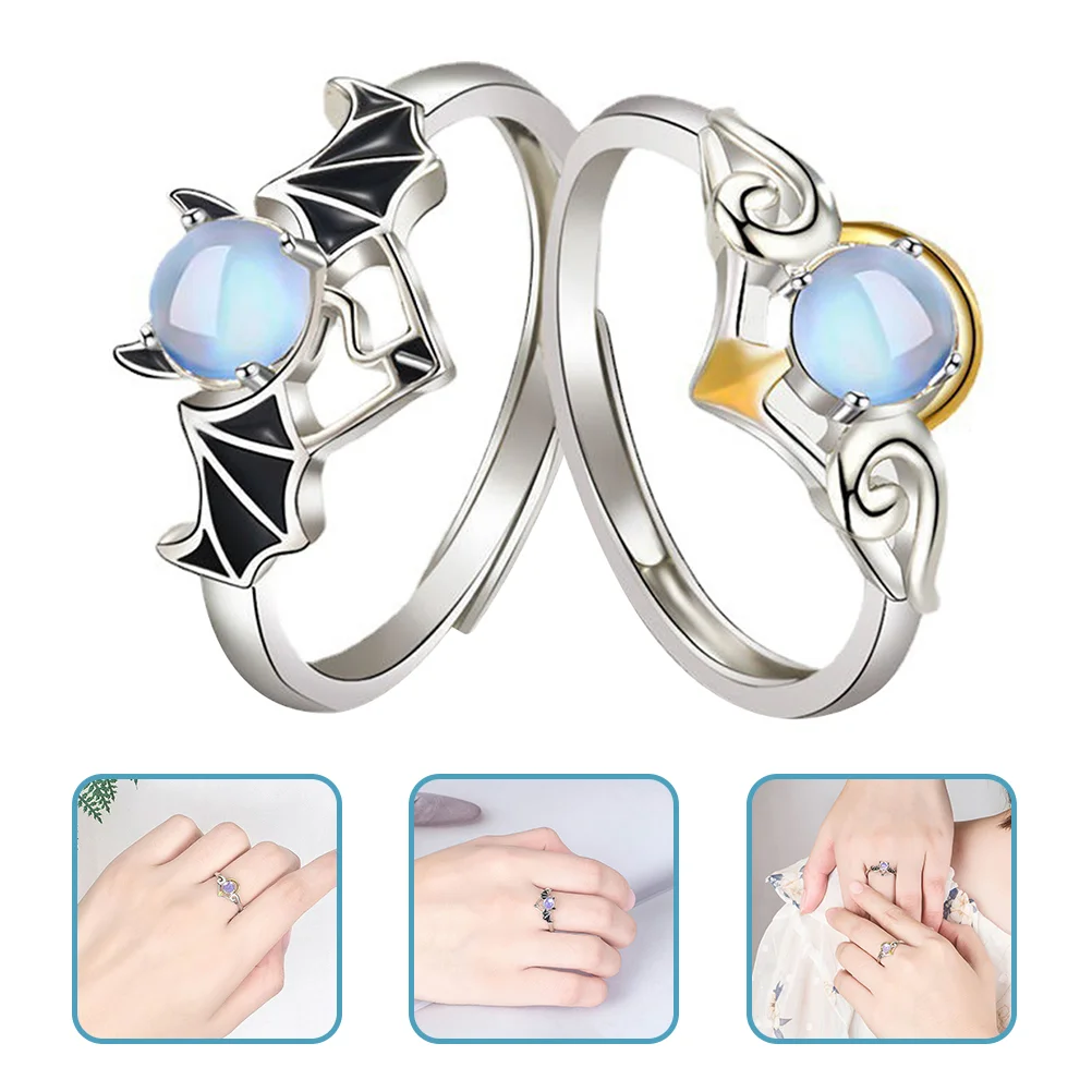 

Rings Ring Coupleengagement Angelcouples Gift Wedding Open Jewelry Band Anniversary Promise Loverwingfinger Matching Gothic