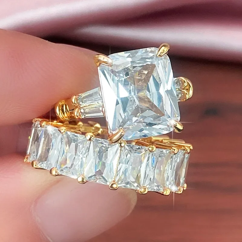 Модный двойной Штабелируемый набор колец 2024 женские обручальные аксессуары для