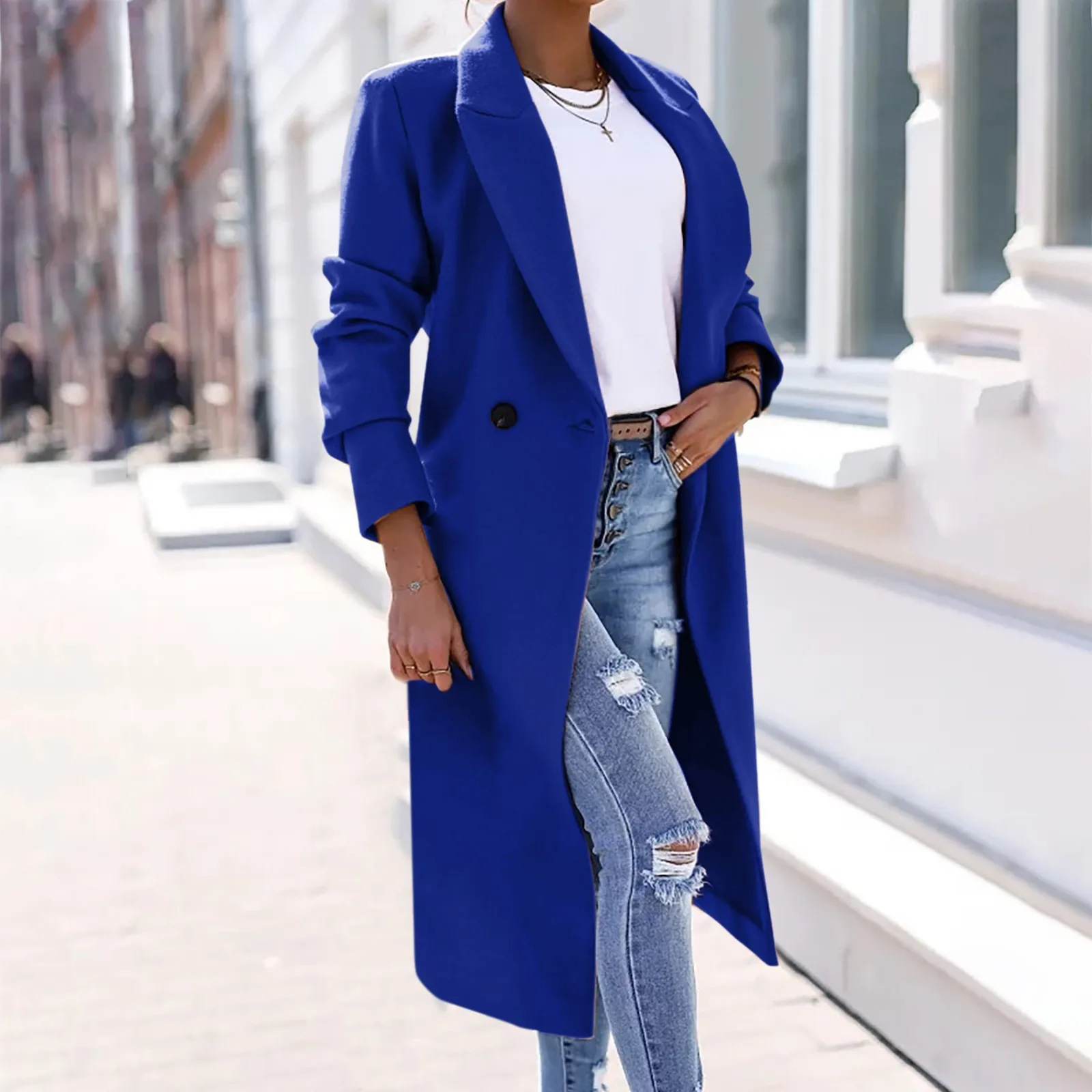 

Женское пальто из искусственной шерсти, блузка, тонкое пальто, Тренч, длинная куртка, женское элегантное облегающее длинное пальто с поясом,...