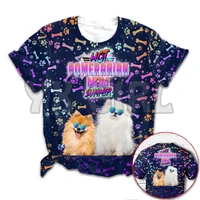 2022summer fashion men t shirt hot pomeranian mom neon tropical desing3d all over printed funny dog teetops shirts unisextshirt
