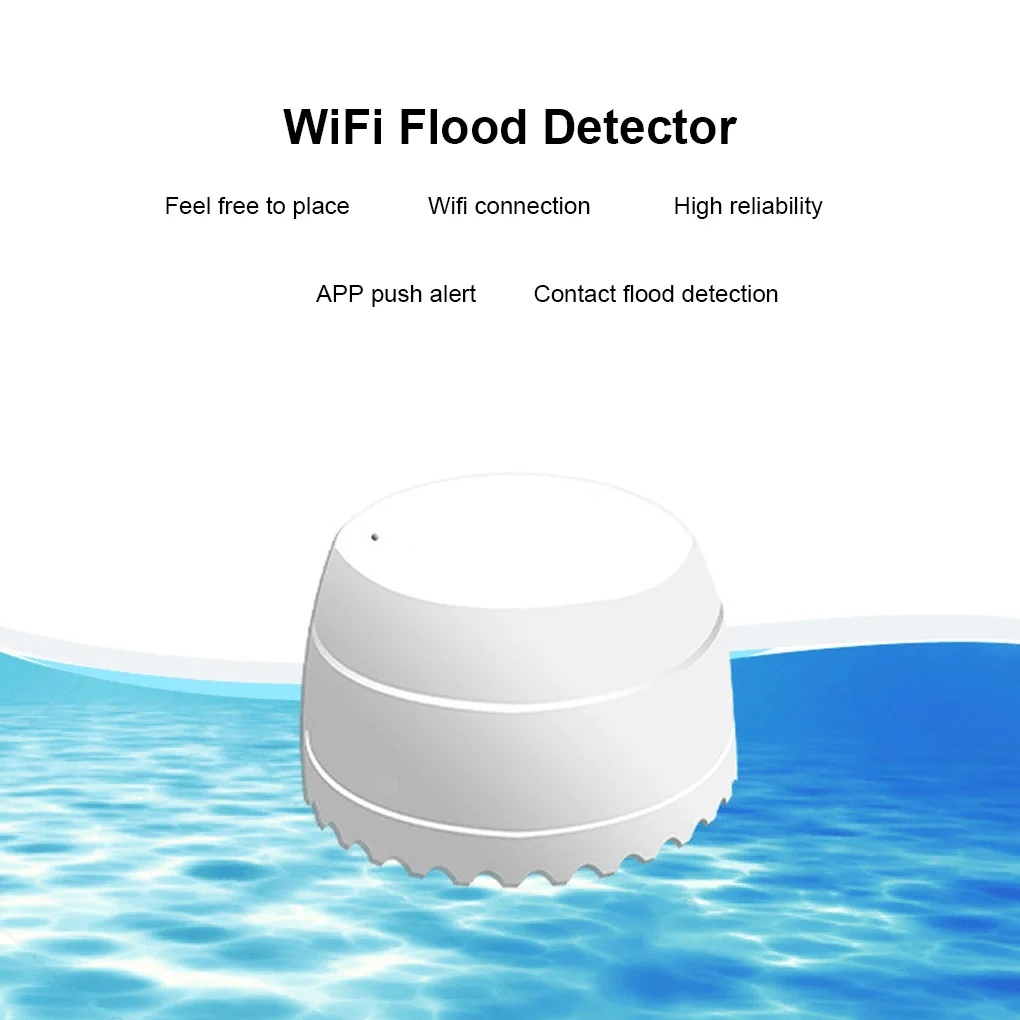 Датчик утечки воды Tuya, Wi-Fi сенсор для обнаружения протечек из АБС-пластика, уведомления от кухонного приложения, бытовая безопасность