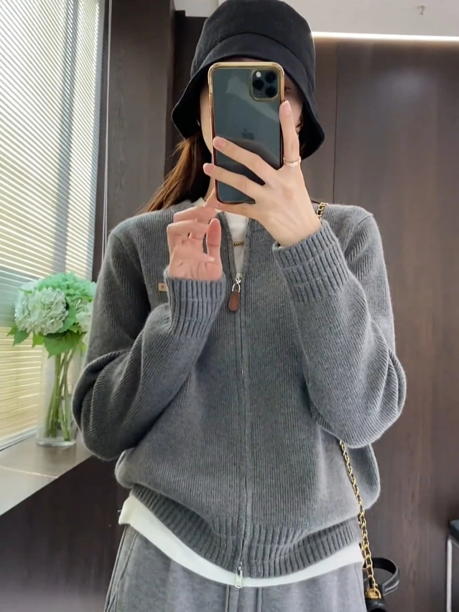 Минималистичный повседневный французский верхняя одежда с двойной молнией