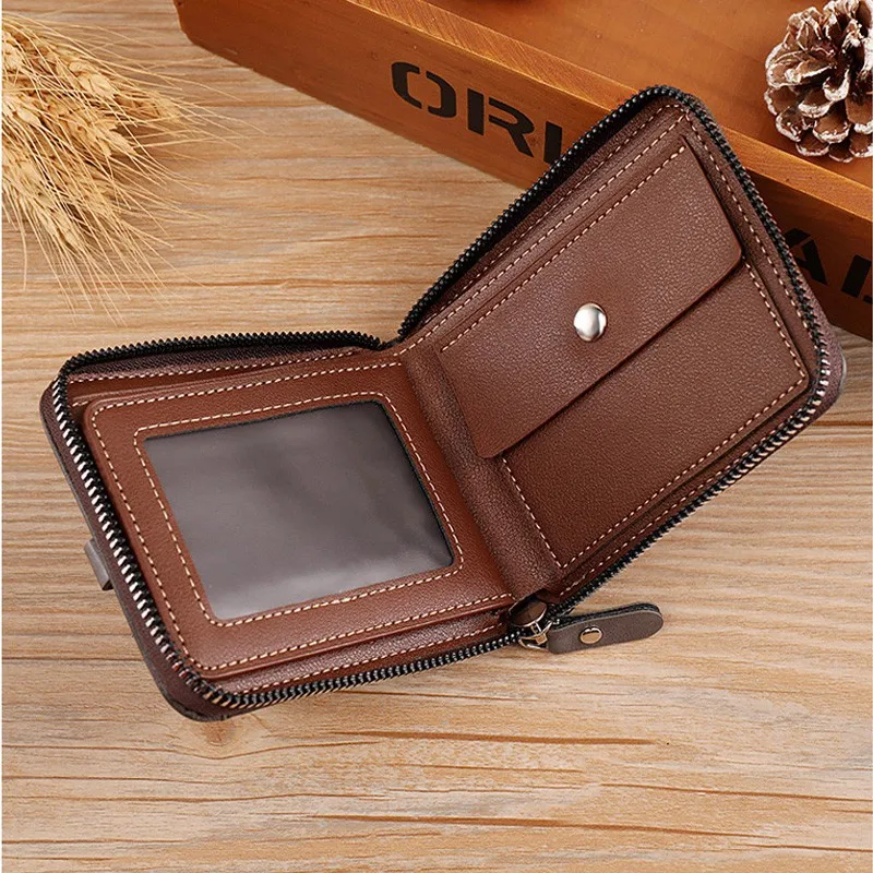 Men New Casual Clutch Bag Billetera Leather Wallet Zipper Mens Money Bag Card Holder Carteras Tarjetero Monederos
