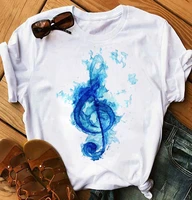 color musical note women t shirt musical note ecg harajuku summer short sleeve t shirt female fashion o neck unisex clothes top