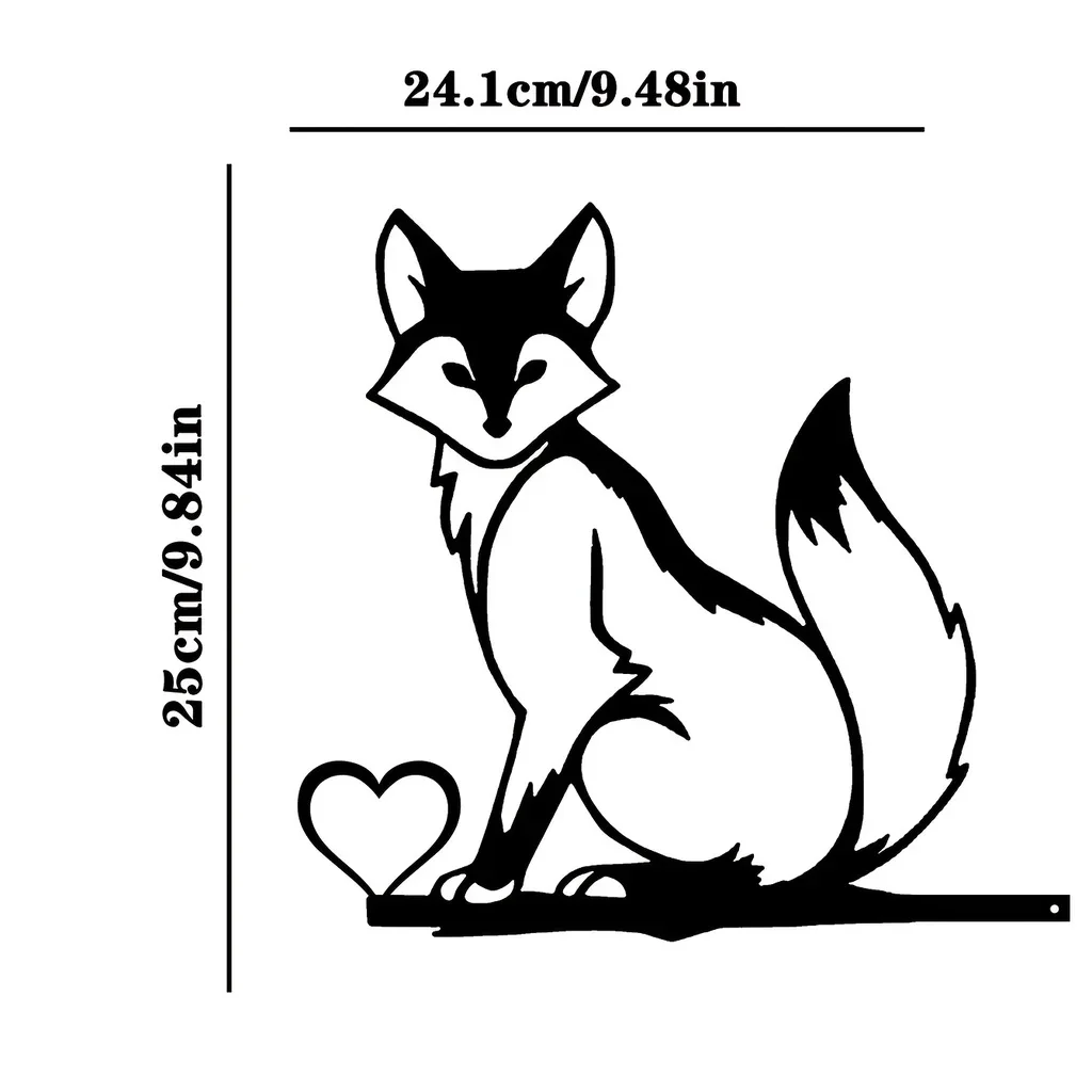 Железный силуэт маленькая лисица ствол лампа искусство на стену в саду Декор для