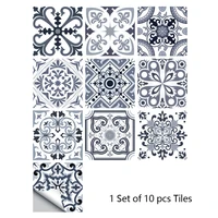 10pc 1015cm wall sticker ceramic style gray floral tile sticker self adhesive waterproof wallpaper for kitchen bathroom cabinet