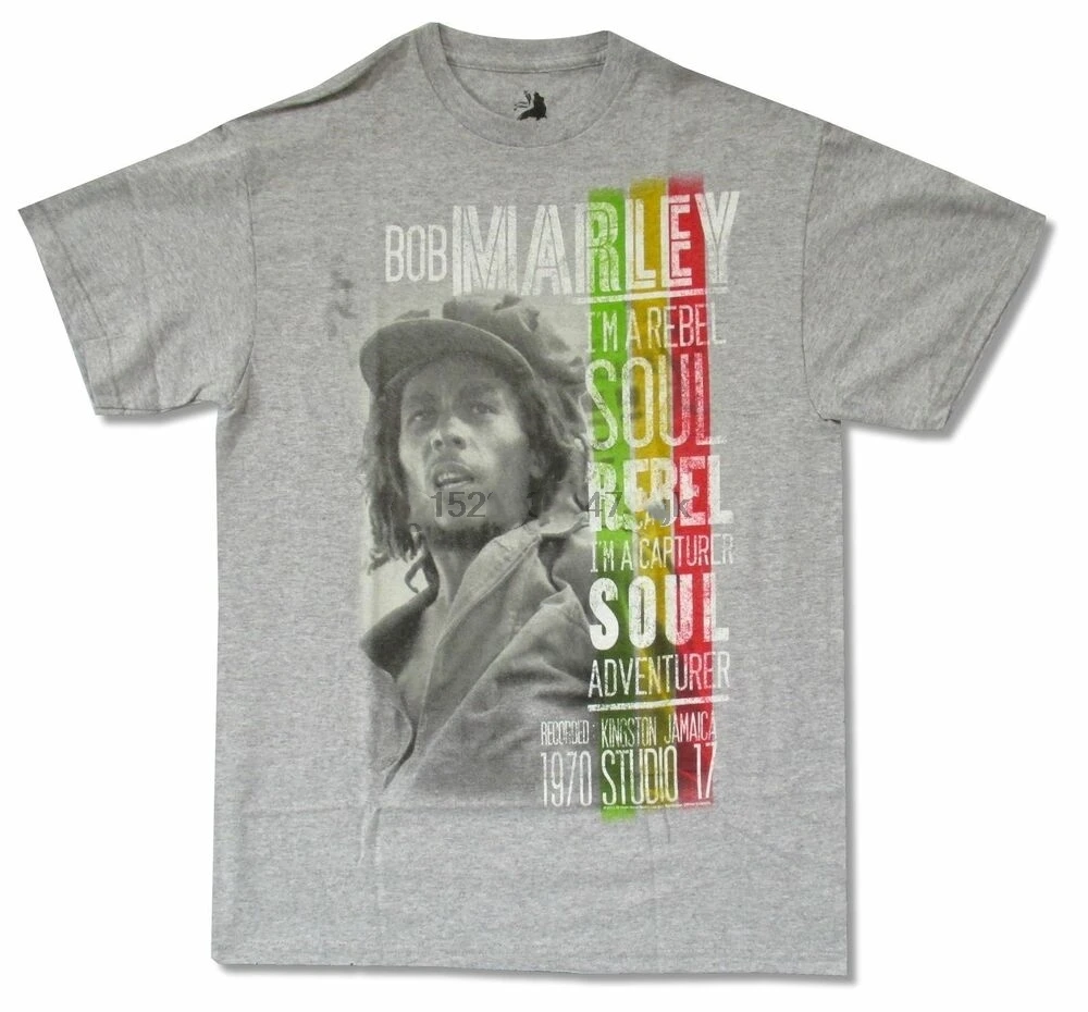 

Bob Marley Soul Adventurer Grey T Shirt New Adult Rebel Reggae