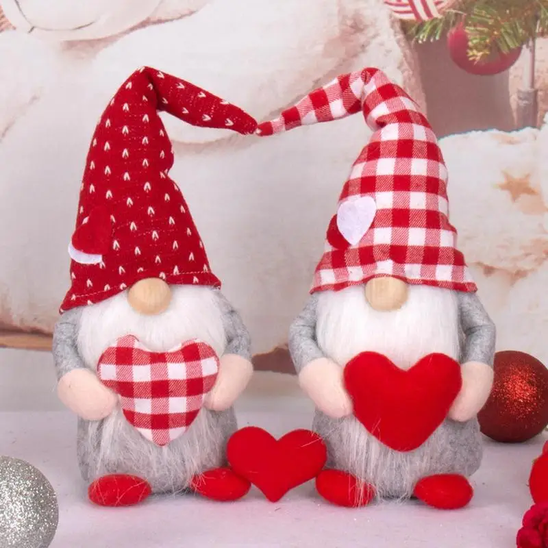 

Valentine's Day Faceless Gnomes Plush | 2pcs Plaid Faceless Gnomes Plush Decorations | Home Indoor Decoration Party Favor