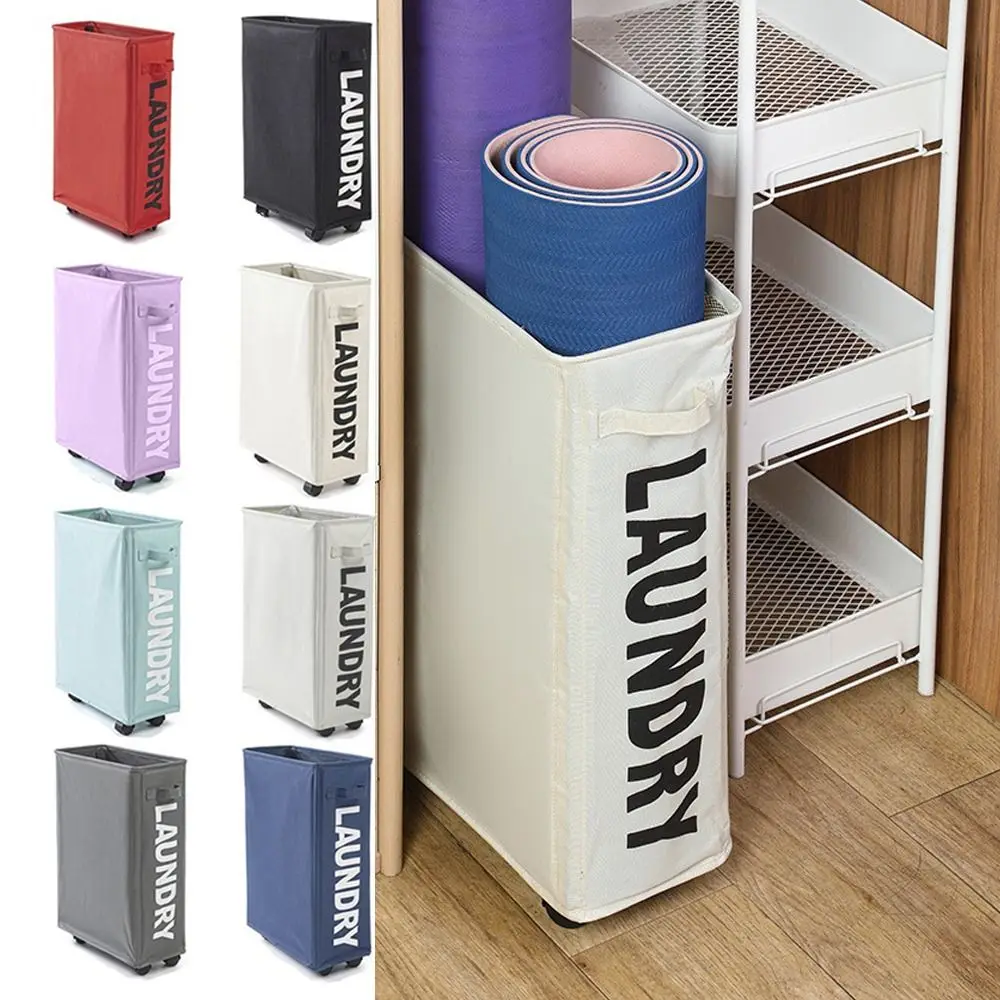 

Collapsible Rolling Laundry Hamper Waterproof Narrow Foldable Laundry Basket Classification Large-capacity Yoga Storage Basket