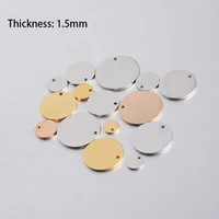 4pcs disc pendant furnace real gold mirror stainless steel 6 30mm tag fadeless pendant diy jewelry making accessories wholesale