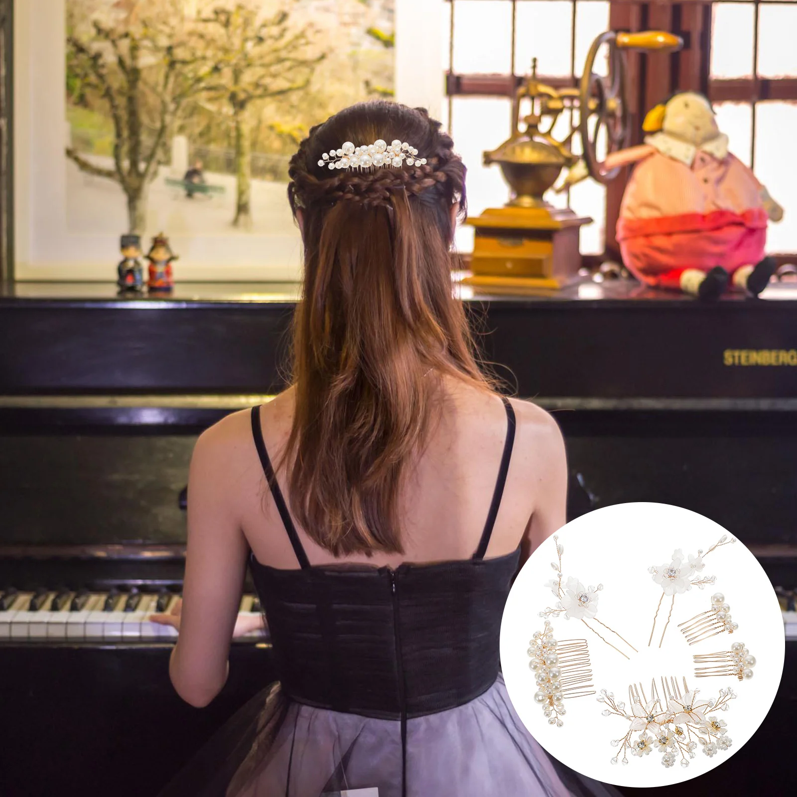 

Hair Bridal Wedding Accessories Comb Combs Crystal Pearl Headpiece Bride Clip Side Flower Rhinestone Women Barrette Bridesmaids
