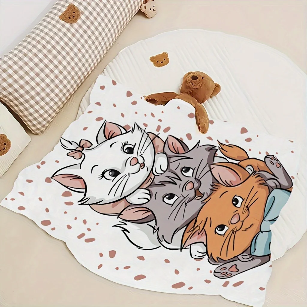 Фото Фланелевое одеяло с принтом Cat Adventure Cartoon Pattern, подходящее для всех сезонов, подходящее для гостиной, офиса, дивана и путешествий. №2