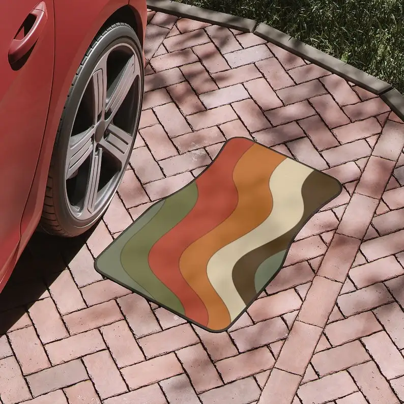 

Boho Car Floor Mat,Vintage Retro Car Floor Mat,Cute Groovy hippie Car Accessories,Abstract art Car accessories,funky cute interi