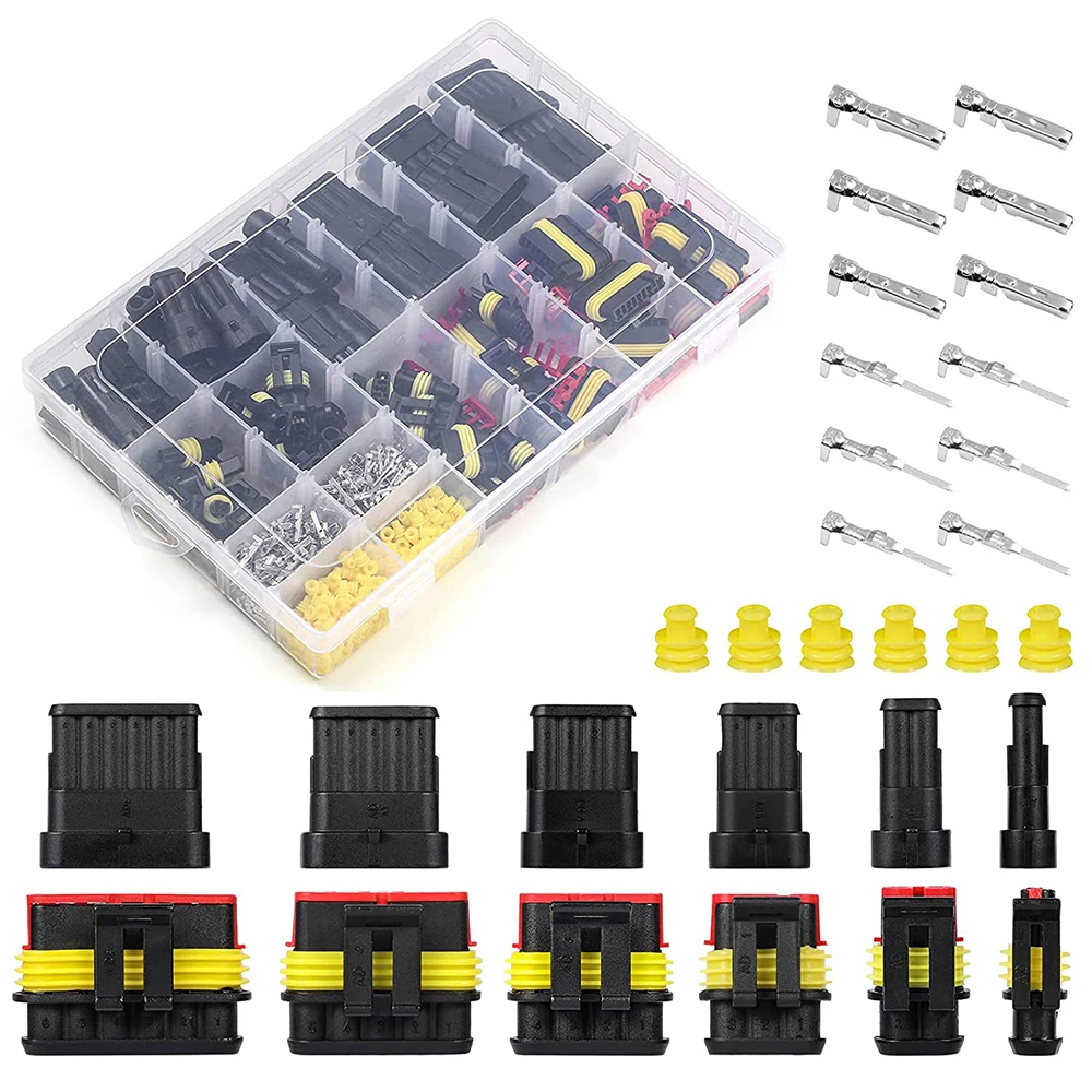 

708PCS 1-6Pins HID Waterproof Connectors 43 Sets Car Marine Seal Electrical Wire Connector Plug Truck Harness 300V 12A Kit