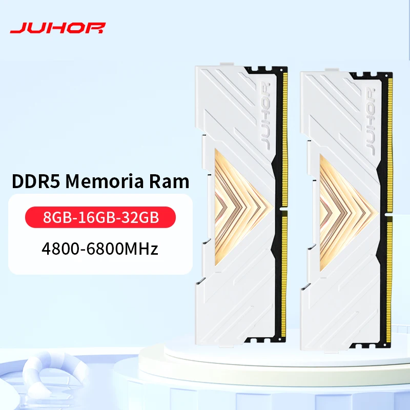 JUHOR Memoria ram DDR5 8GB 16GB 32GB 4800MHz 5600MHz 6400MHz 6800MH DIMM Desktop Computer Gaming Memory Ram