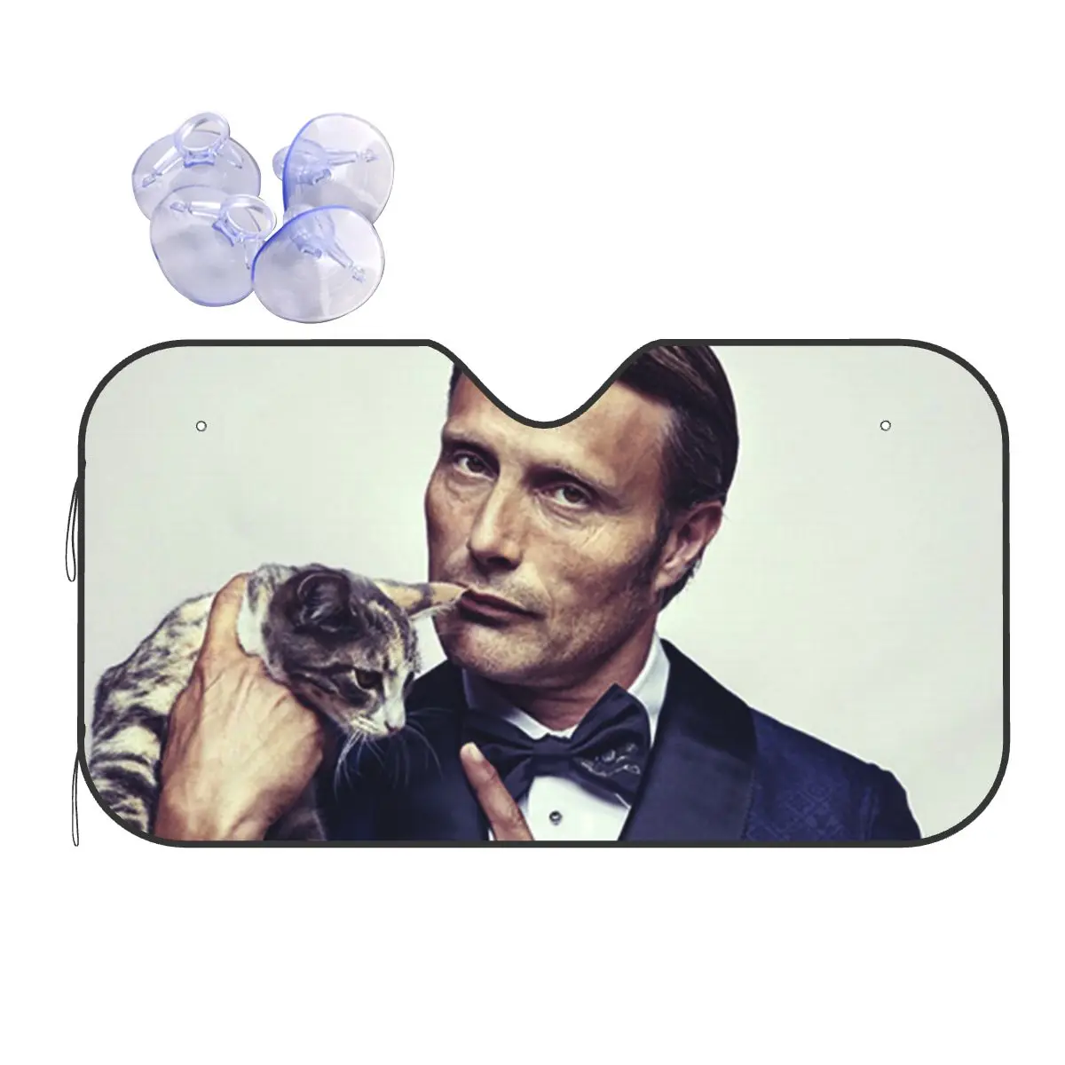 

Mads Mikkelsen Funny Windshield Sunshade 76x140cm Actor Star Aluminium Foil Car Window Windscreen Cover Car-covers