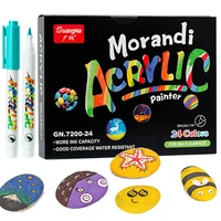 1224 colors brush tip acrylic paint markers pens for morandi art marker rock paintingstoneceramicglasswoodmetalfabric