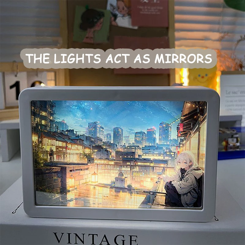 

Nightlight Anime Figure Led Night Light Painting Decor Photo Frame Mirror Lights Paint Decorative Lights Birthday Christmas Gift