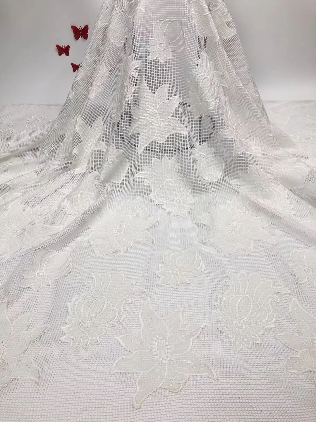 

African Stones Lace Fabric 2021 High Quality Lace French Net Embroidery Tulle Lace Fabrics For Nigerian Party Dress RF303