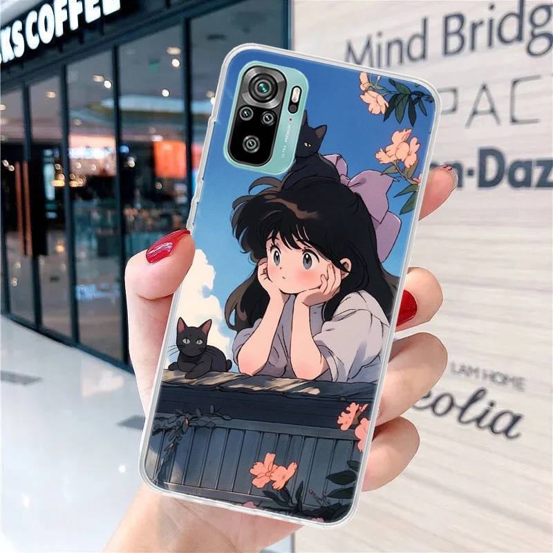 Милый мягкий чехол для телефона в стиле аниме Ins с кошкой девочек Xiaomi Redmi 12 12C 9 9A 9C 9T