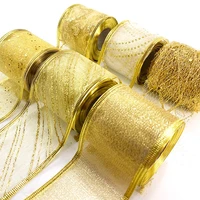 6 3x600cm gold polyester ribbon chrismas wedding decoration gift wrap box package onion fabric ribbons diy accessories