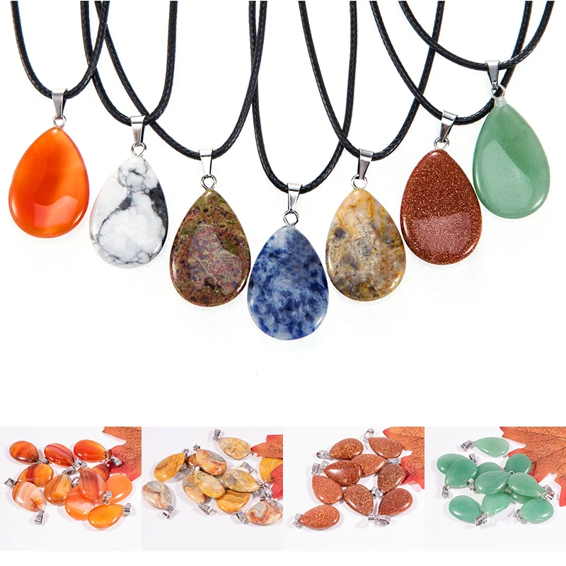 

1pc Water Drop Real Crystals 20x6mm Energy Natural Raw Stone For Necklace Pendants Agate Gemstone Mineral Jewelry Making NS04