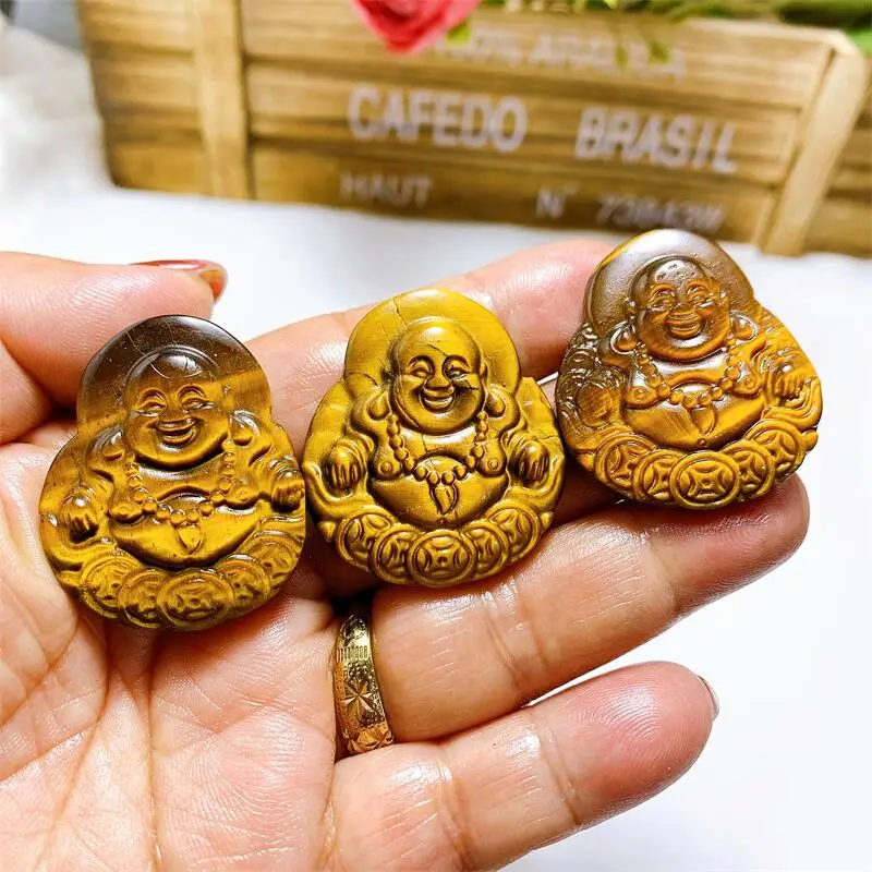 Натуральный камень тигровый глаз подвеска Будды ожерелье фэн-шуй для мужчин и