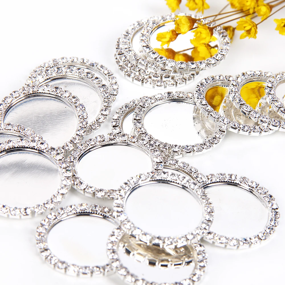 David accessories 5 Pcs/lot Rhinestone Flattened Bottle Caps Pedestal Round Shape for DIY Hair bow Crafts Necklace,5Yc2077
