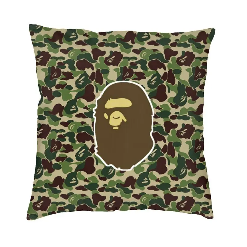 

Bape Camo Square Pillowcover Home Decor Camouflage Monkey Cushions Throw Pillow for Living Room Double-sided Printing