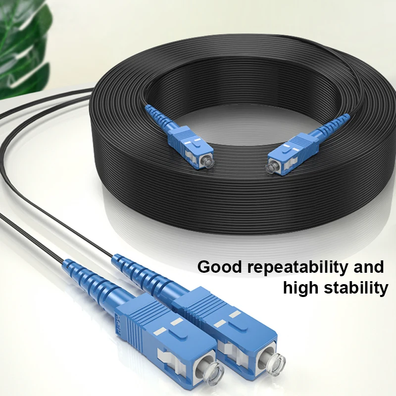 SC Outdoor Fiber Optic Drop Cable Sc-Sc UPC Single Mode Simplex Fiber Optic Patch Cord 10/30/80M 2.0mm Indoor Fiber Jumper FTTH