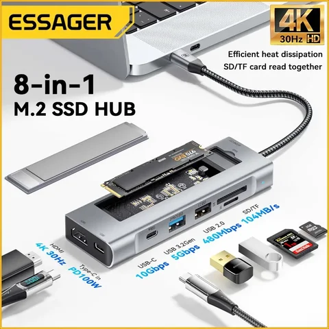 ESSAGER Концентратор USB 8 в 1