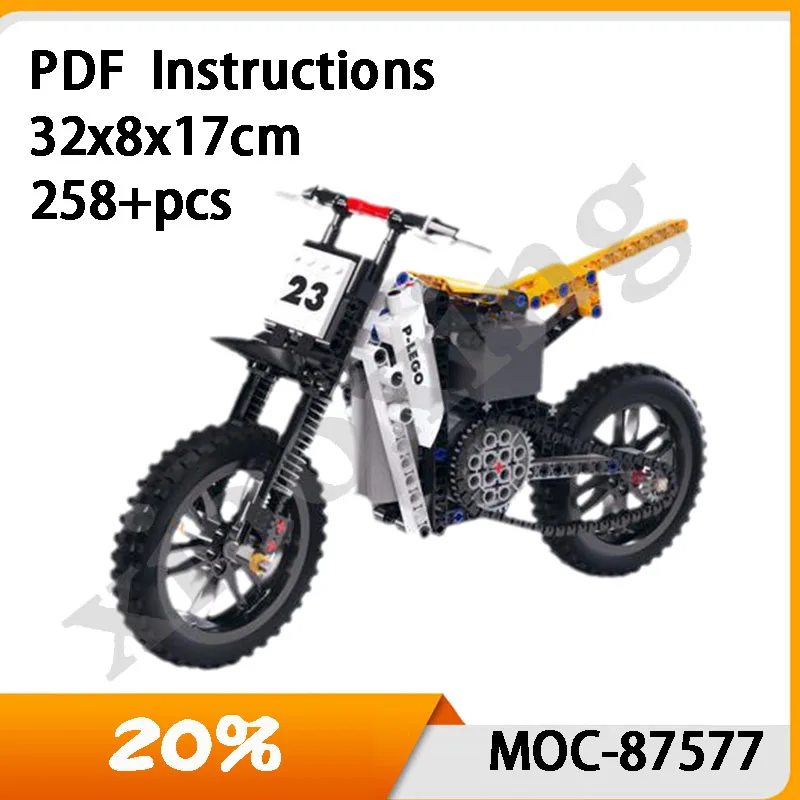 

New MOC-87577 Cross-country Motorcycle Assembly 258+pcs Electric Toy Building Block Model Children's Favorite Birthday Gift