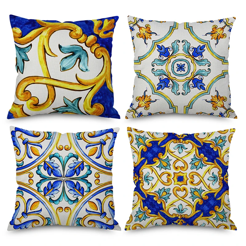 

Винтажный сине-белый фарфоровый наволочка с принтом декоративный Диванный декоративный чехол для подушки для домашнего декора