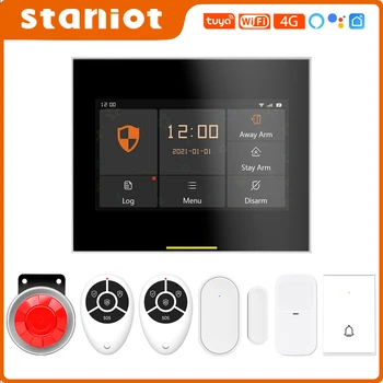 Staniot F900 Tuya Wireless Wifi 4G Smart Home Burglar Security Alarm Kits for IOS&Android with 4.3 Inch Capacitive Touch Screen