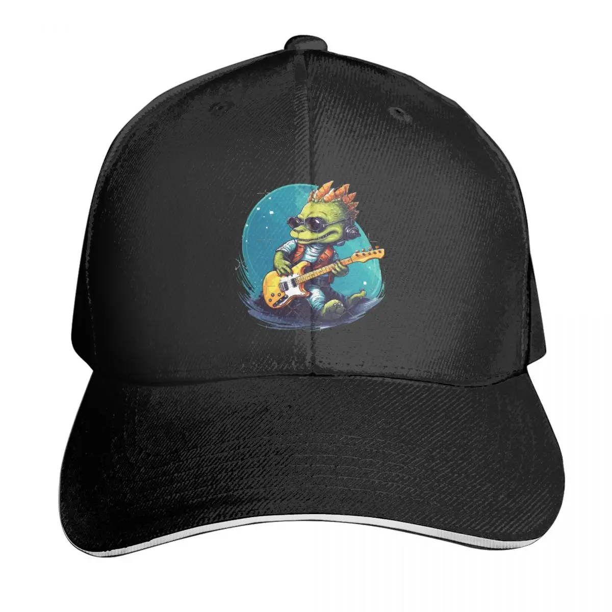 

Rocking Crocodile With Electric Guitar Casquette, Polyester Cap Fashionable Moisture Wicking Birthday Gift