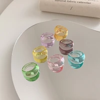 new fashion european transparent colorful resin acrylic finger oval chic ring for women summer travel party jewelry accessories