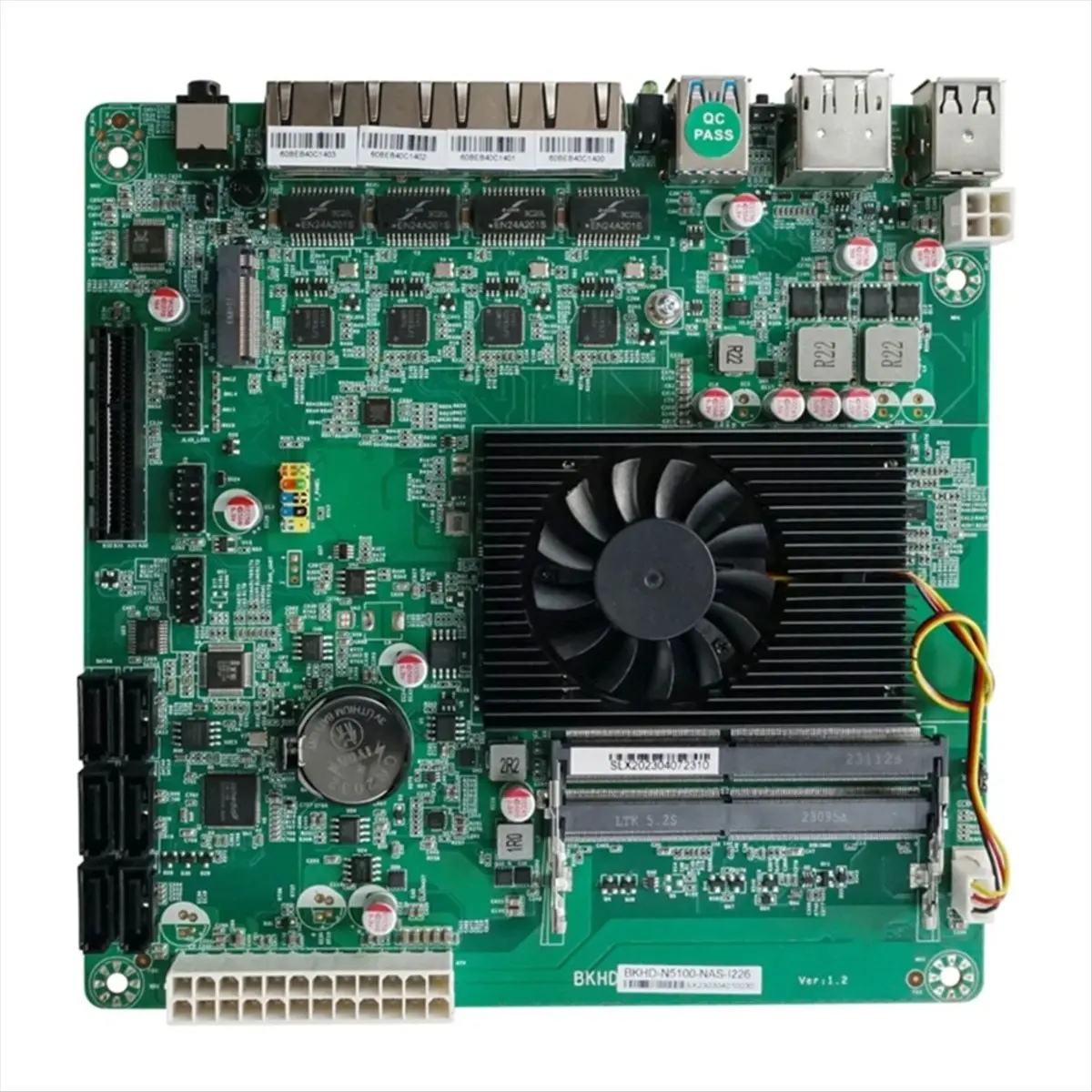 Фото Материнская плата N5105 для NAS-систем и программных маршрутизаторов, ITX-форм-фактор, с сетевым портом 2.5G, 6 портами SATA, процессор 11-го поколения №4
