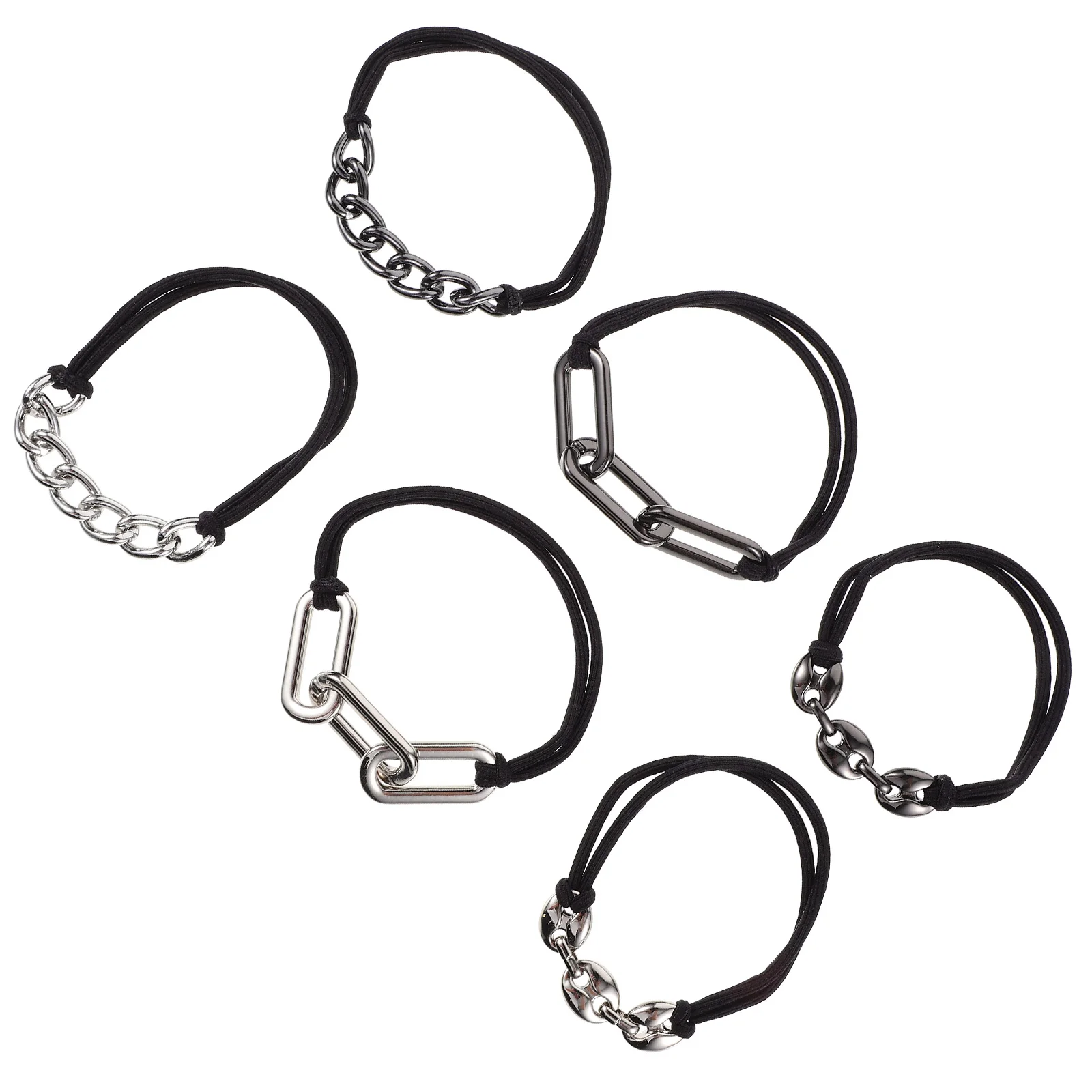 

6 Pcs Elastic Ponytail Holder Elasticity Cool Hair Ties Chain Bands Accessories Women Elastics Toddler Girls