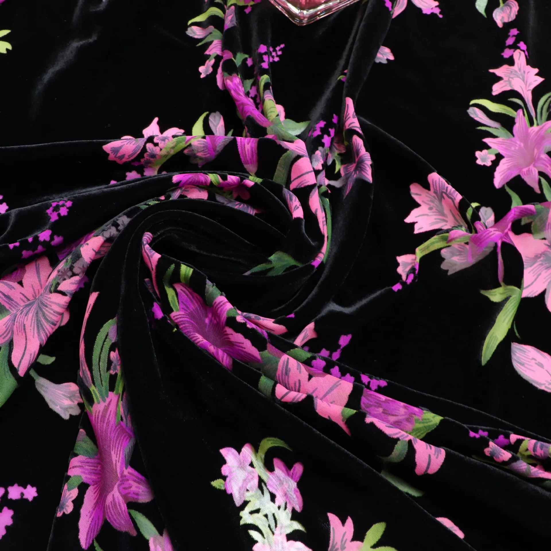 Тканая бархатная парча с липким принтом ночная рубашка платье Cheongsam ткань