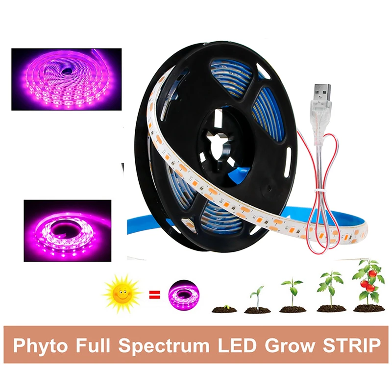 

LED Grow Light Strip Phyto Full Spectrum Lamp 1-3meters USB 5V Plants Flowers Light for Greenhouse Cultivo Hydroponic Growth